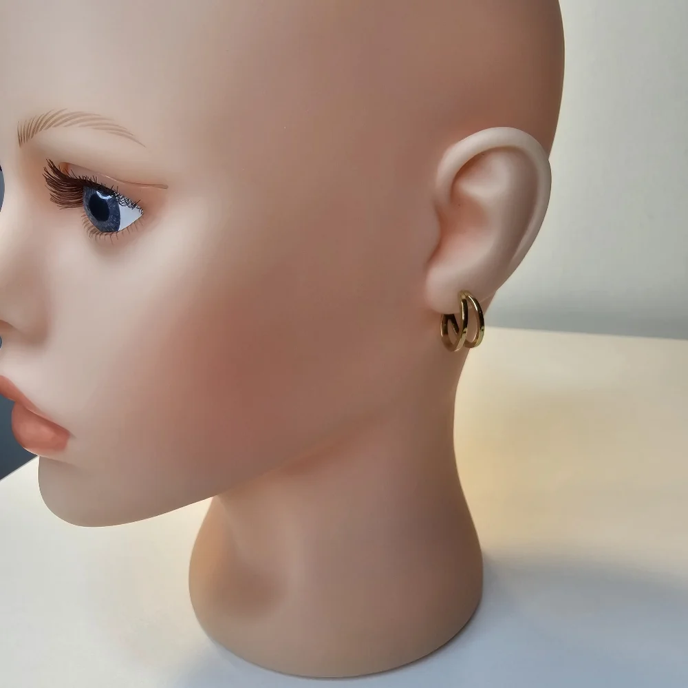 MONET‎ pierced gold-toned double half-hoop earrings